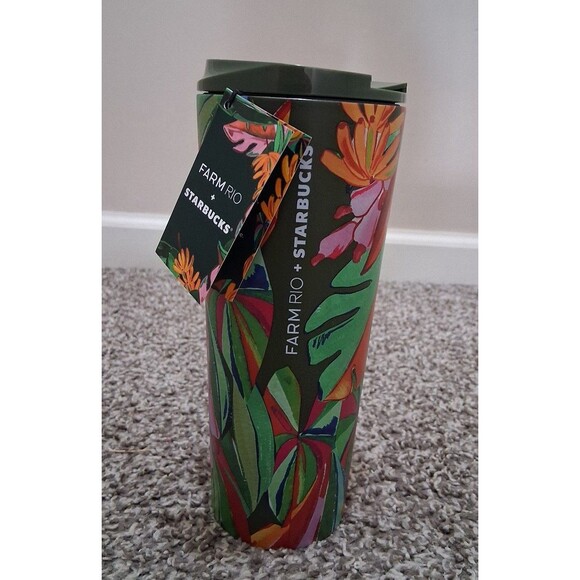 NEW! Starbucks x FARM Rio Banana Leaves Stainless Steel Tumbler, 16 oz Grande - Picture 1 of 9